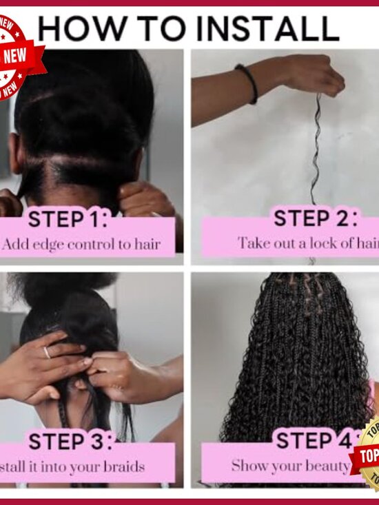20 Inch Deep Wave Human Hair Extensions for Boho Braids 100G